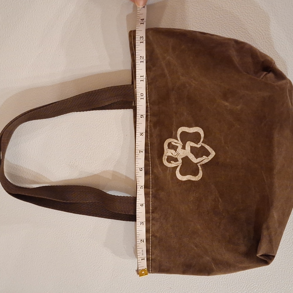 Vintage 80s 90s Brownie Girls Brown Canvas Mini Tote Bag Girl Scouts Of America - Picture 9 of 12